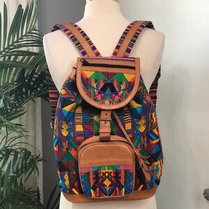 Guatemalan handmade Multicolor Geometric Pattern Backpack